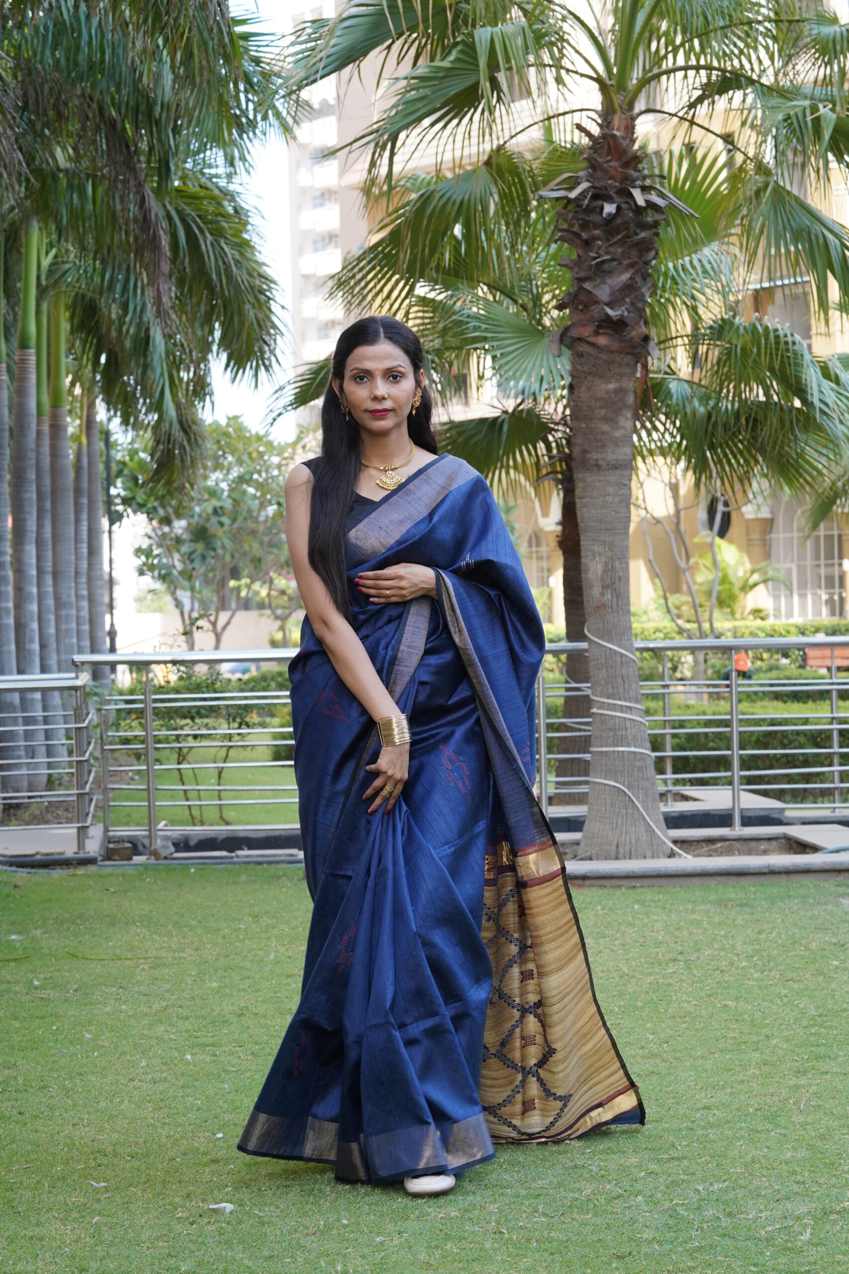 Pure Tussar Ghicha Silk Saree with Diamond Woven Pallu | Silk Mark Certified - Image 2