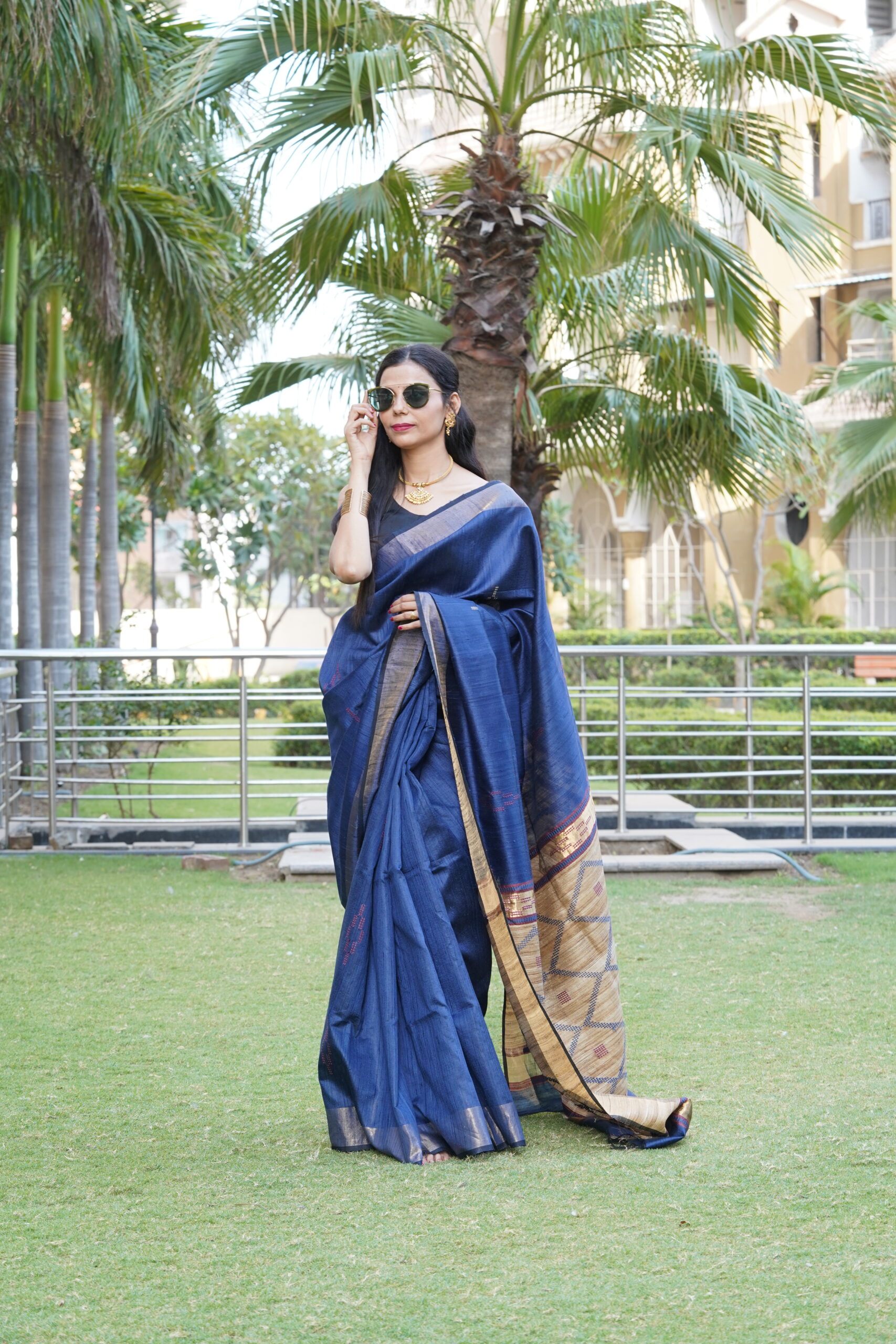Pure Tussar Ghicha Silk Saree with Diamond Woven Pallu | Silk Mark Certified
