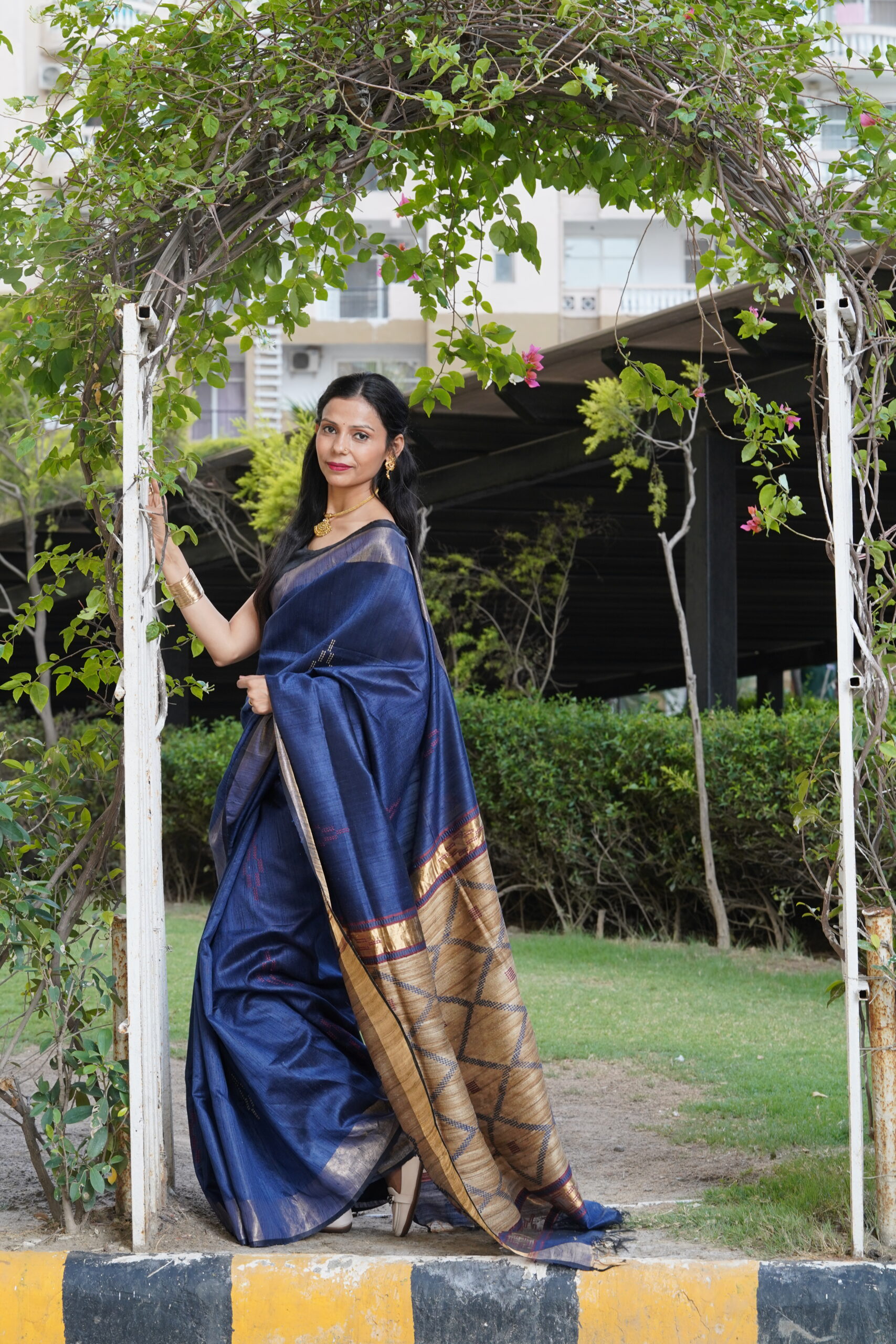 Pure Tussar Ghicha Silk Saree with Diamond Woven Pallu | Silk Mark Certified - Image 7